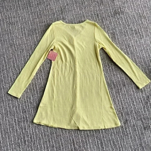 Fabkids Ribbed Yellow Button Down Dress - Picture 2 of 3